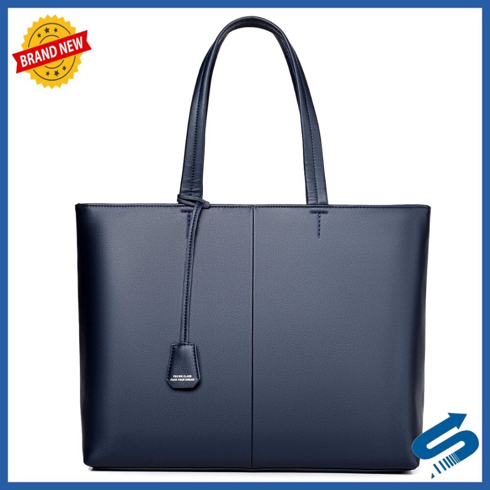 Large Leather Briefcase Tote Bag for Business Work Laptop
